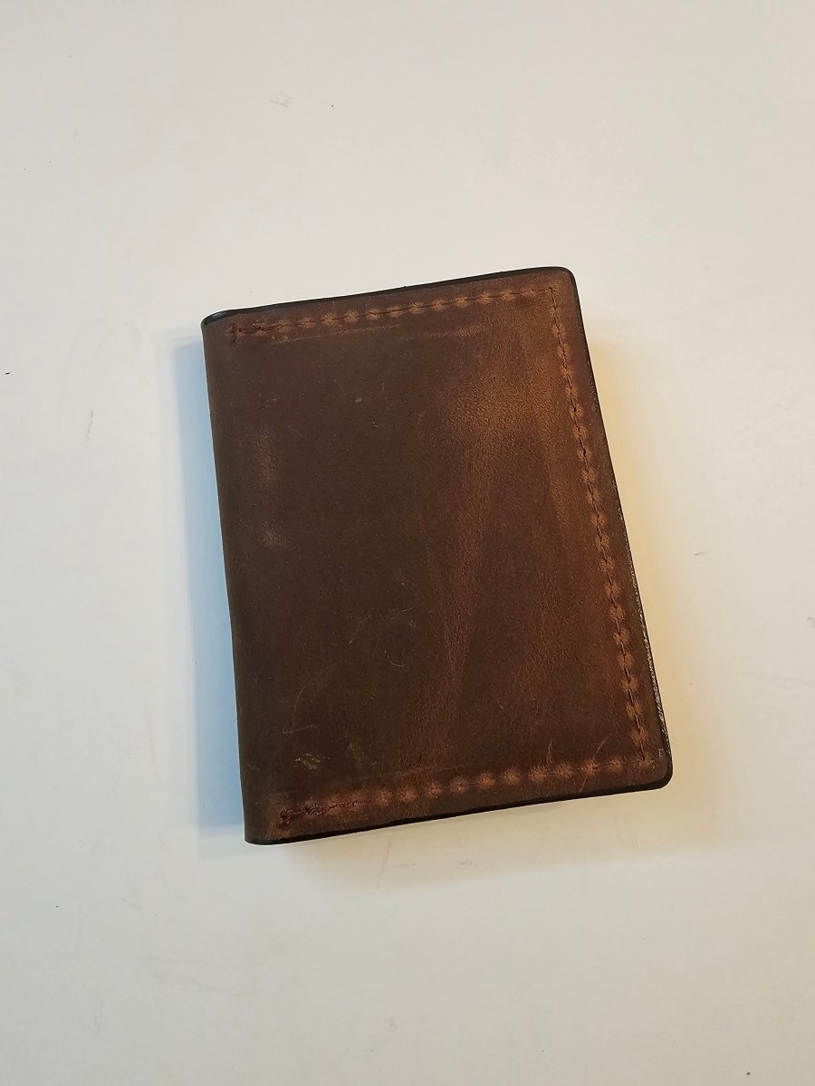 Volcano Brown Textured Card Wallet - Handcrafted Leather ID Holder - Tad Leathers