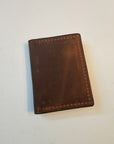 Volcano Brown Textured Card Wallet - Handcrafted Leather ID Holder - Tad Leathers