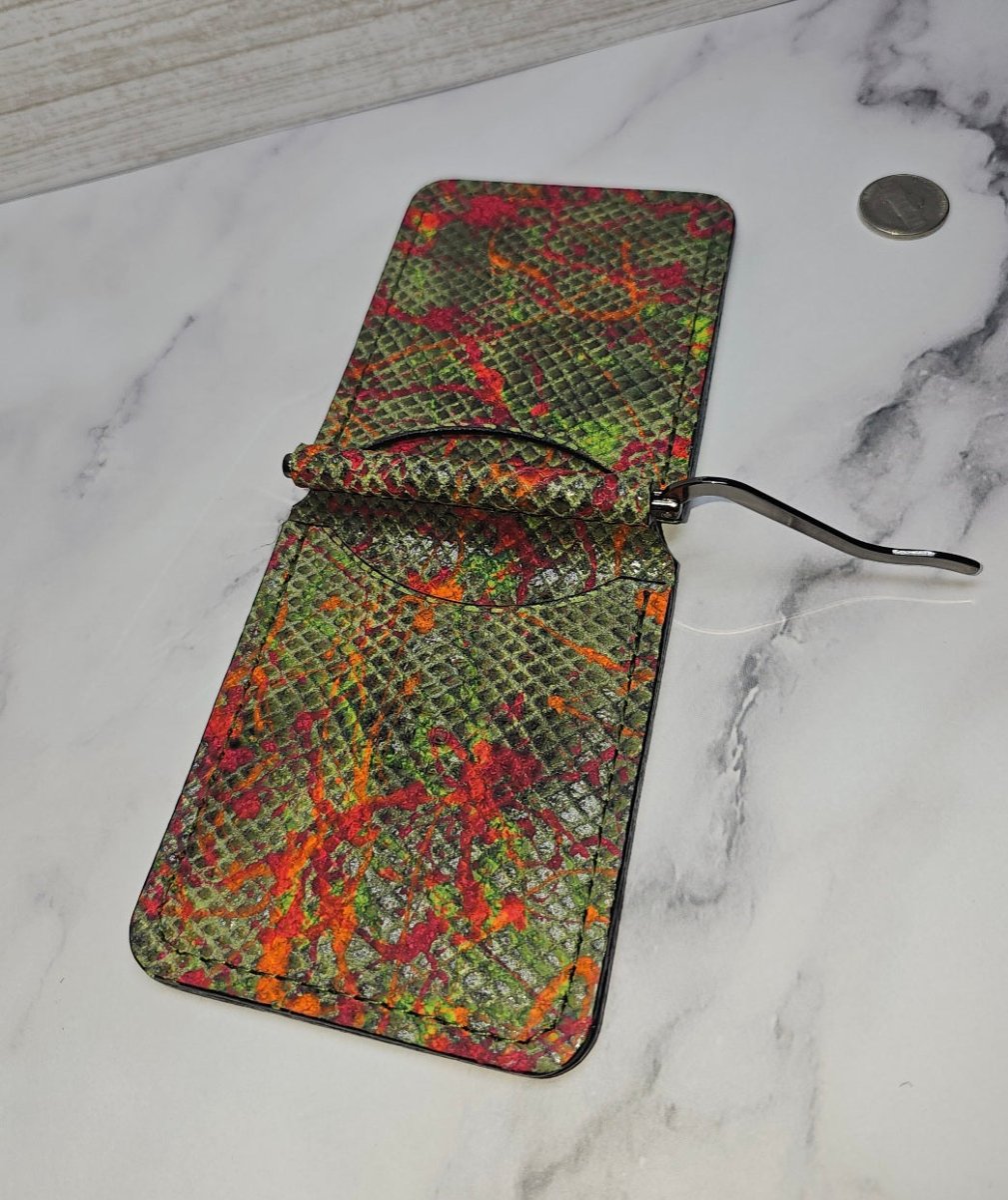 Handcrafted Leather Money Clip - [ Python Green] | Premium Full - Grain Leather | Tad Leathers" - Tad Leathers