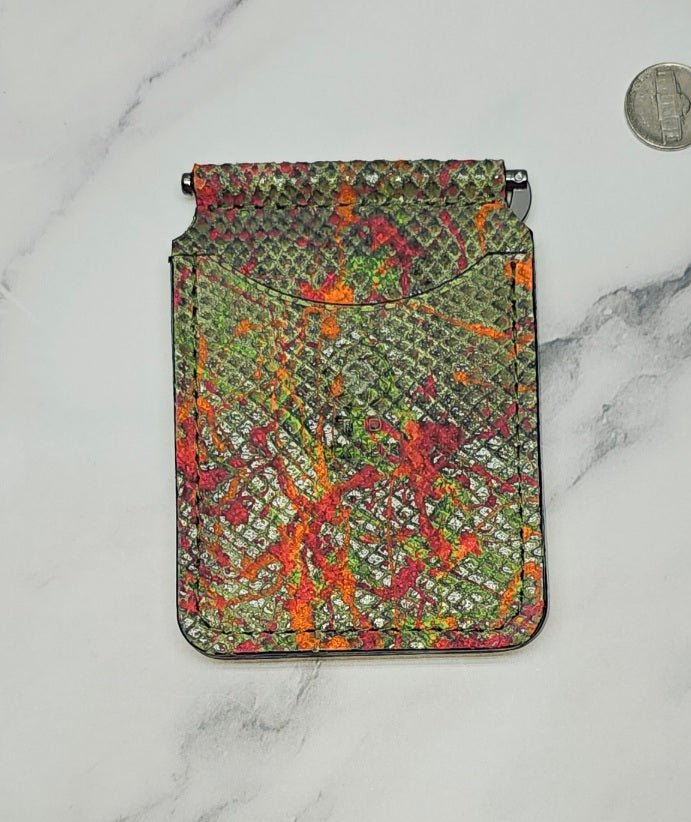 Handcrafted Leather Money Clip - [ Python Green] | Premium Full - Grain Leather | Tad Leathers" - Tad Leathers