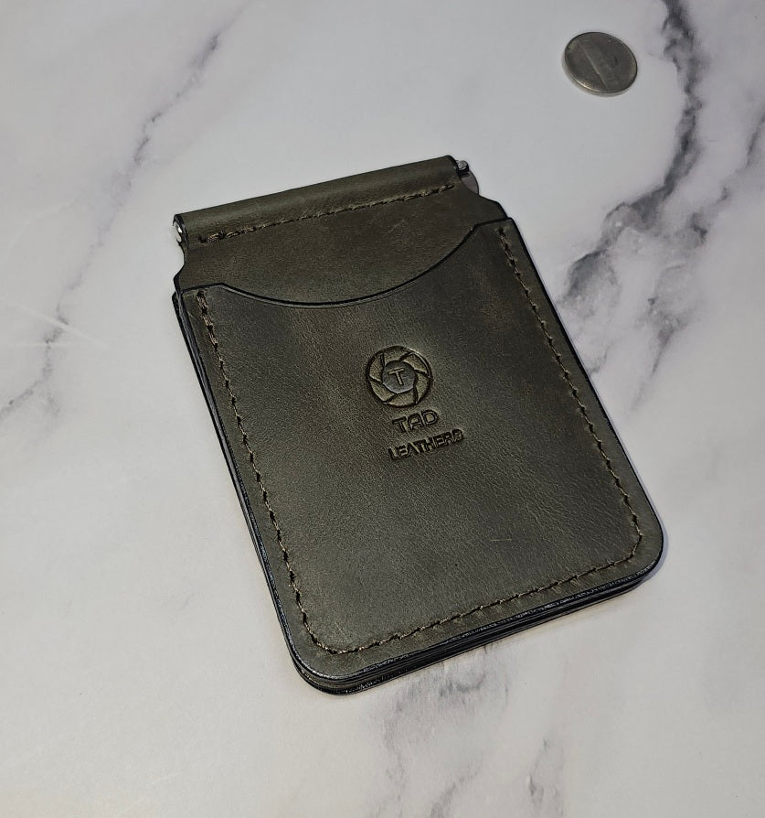 Handcrafted Leather Money Clip - Olive Green - | Premium Full - Grain Leather | Tad Leathers" - Tad Leathers