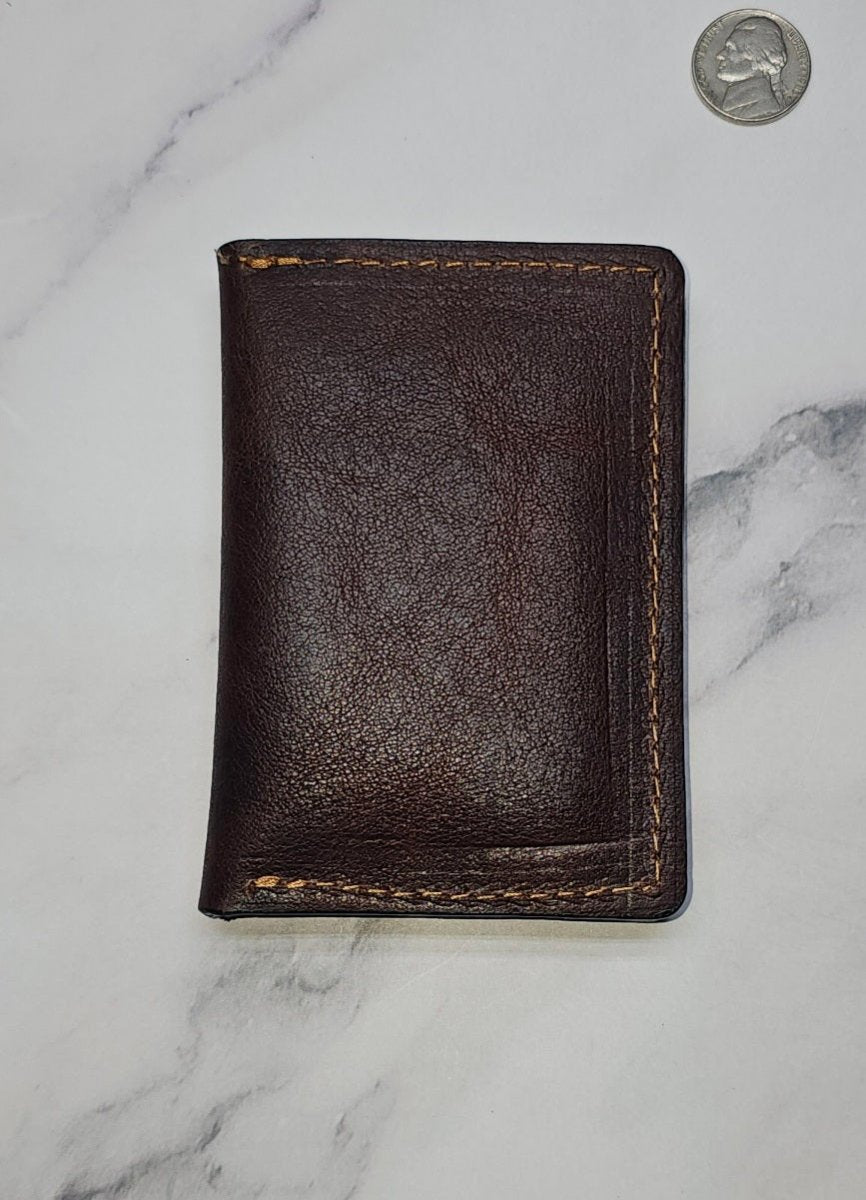 Brown Pebble Grain Minimalist Wallet - Tad LeathersCard holderHandmade walletWallet