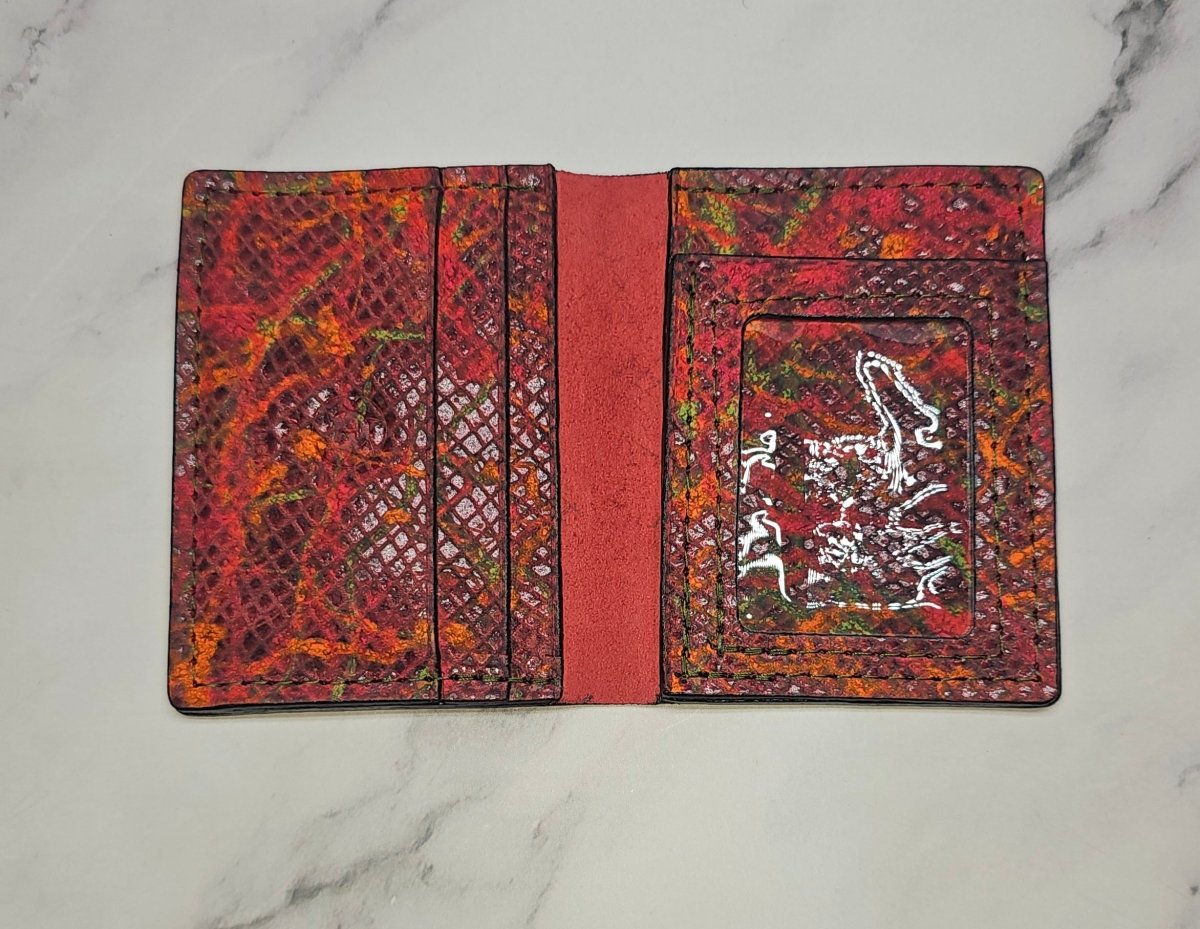 Lava Python Premium Card Wallet - Exotic Leather Slim Design with ID Sleeve - Tad Leathers
