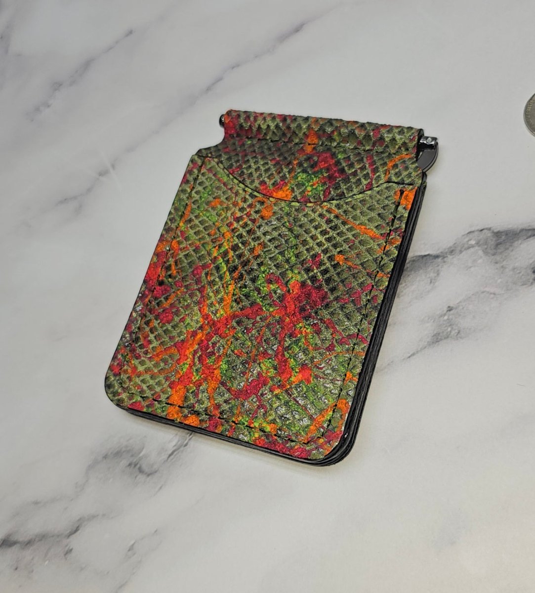 Handcrafted Leather Money Clip - [ Python Green] | Premium Full - Grain Leather | Tad Leathers" - Tad Leathers
