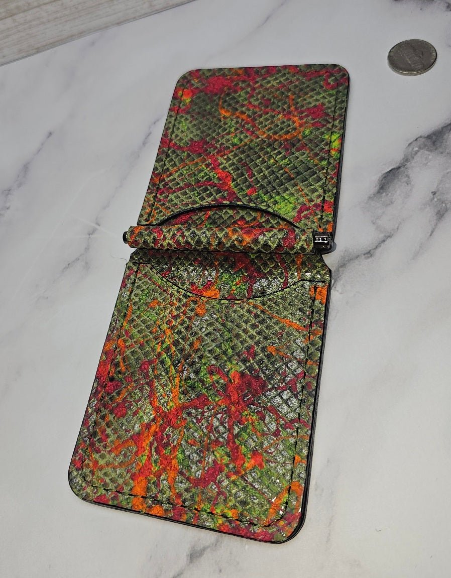 Handcrafted Leather Money Clip - [ Python Green] | Premium Full - Grain Leather | Tad Leathers" - Tad Leathers