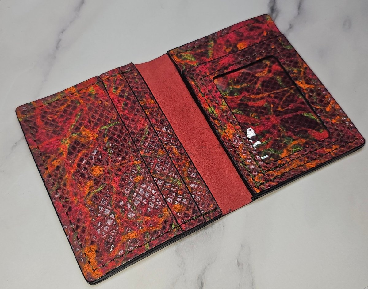 Lava Python Premium Card Wallet - Exotic Leather Slim Design with ID Sleeve - Tad Leathers
