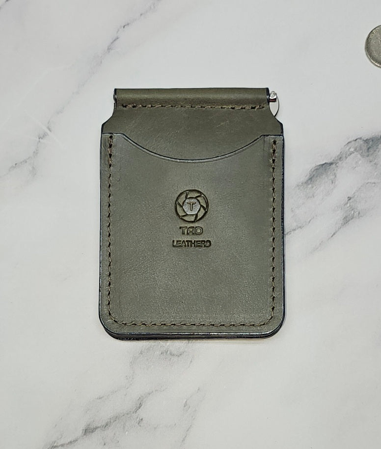 Handcrafted Leather Money Clip - Olive Green - | Premium Full - Grain Leather | Tad Leathers" - Tad Leathers