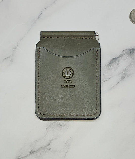 Handcrafted Leather Money Clip - Olive Green - | Premium Full - Grain Leather | Tad Leathers" - Tad Leathers
