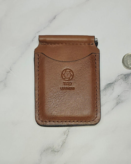 Handcrafted Leather Money Clip - Pebble Grain Brown | Premium Full - Grain Leather | Tad Leathers" - Tad Leathers