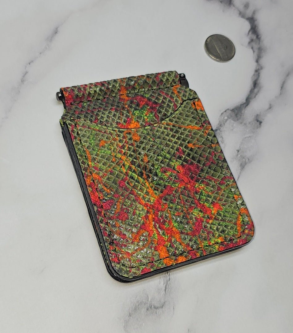 Handcrafted Leather Money Clip - [ Python Green] | Premium Full - Grain Leather | Tad Leathers" - Tad Leathers