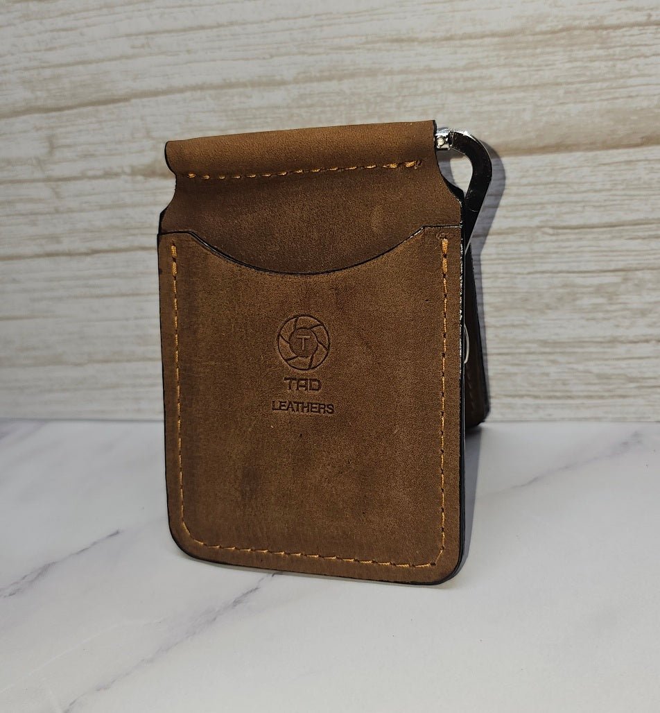 Handcrafted Leather Money Clip - [Rustic Brown] | Premium Full - Grain Leather | Tad Leathers" - Tad Leathers