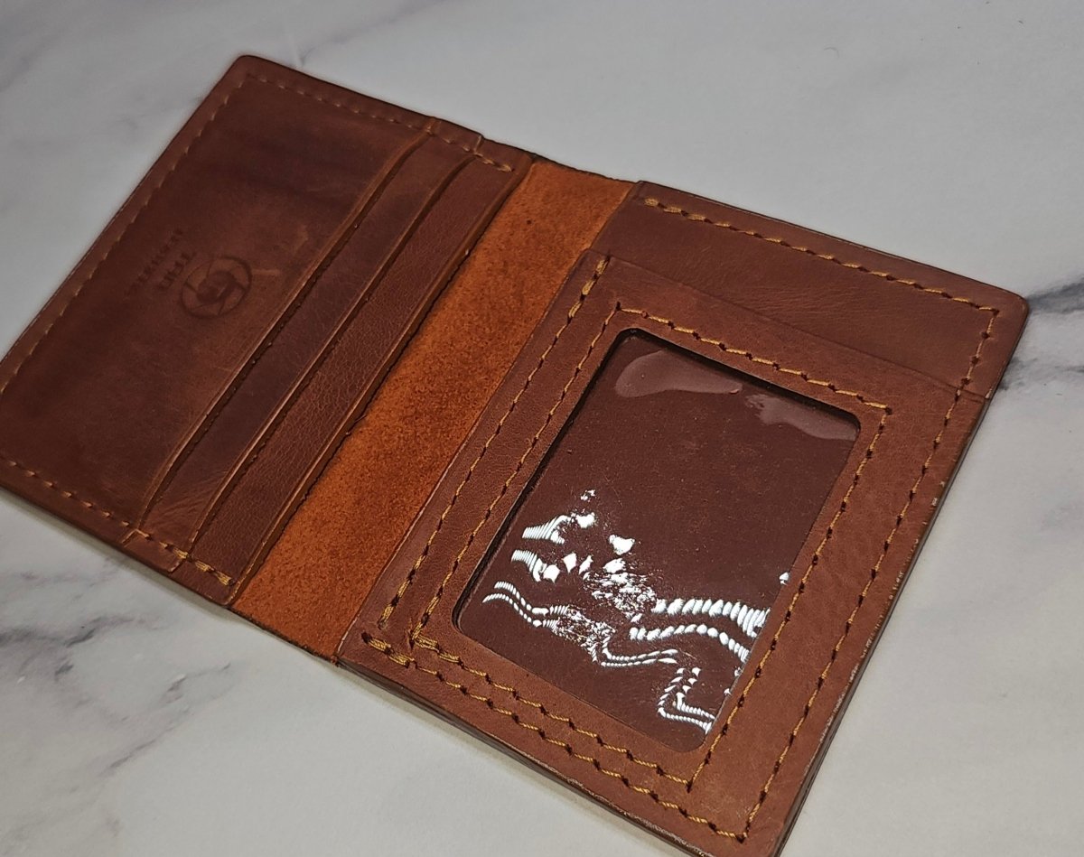 Peach Leather ID Wallet: Compact and Stylish Organization - Tad LeathersBest leather walletCardHolderTad Leathers