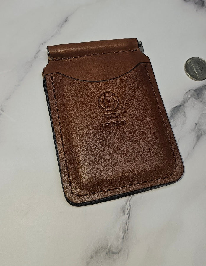 Handcrafted Leather Money Clip - Pebble Grain Brown | Premium Full - Grain Leather | Tad Leathers" - Tad Leathers