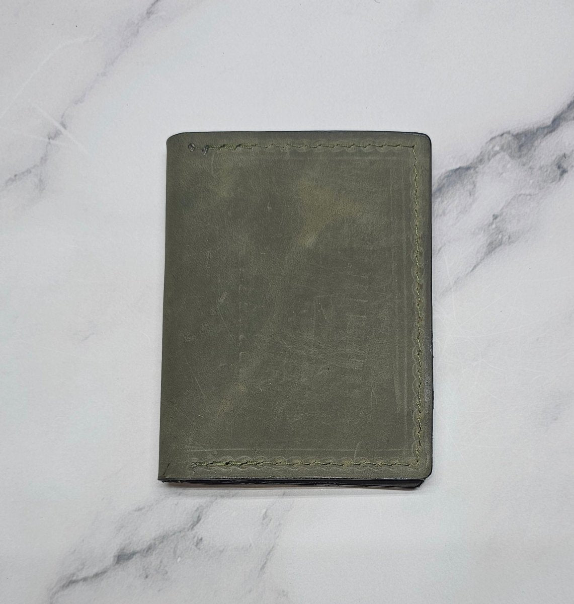 Army Green Military Card Holder - Tactical Style Leather Wallet with ID - Tad Leathers