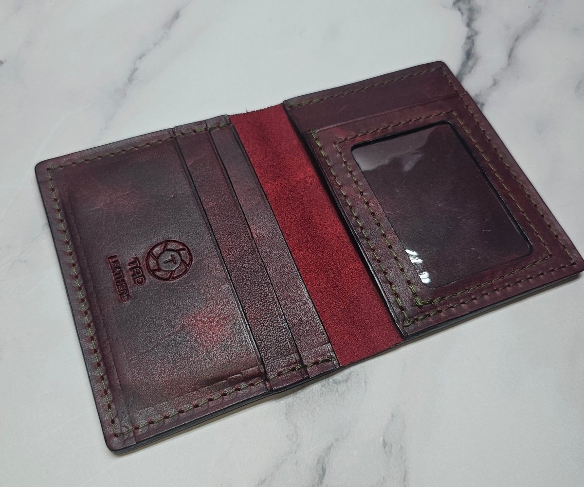 Bourbon Reserve Premium Card Holder - Rich Brown Leather Slim Wallet - Tad Leathers