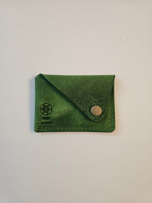 Green Leather Snap Cardholder - Tad Leathers