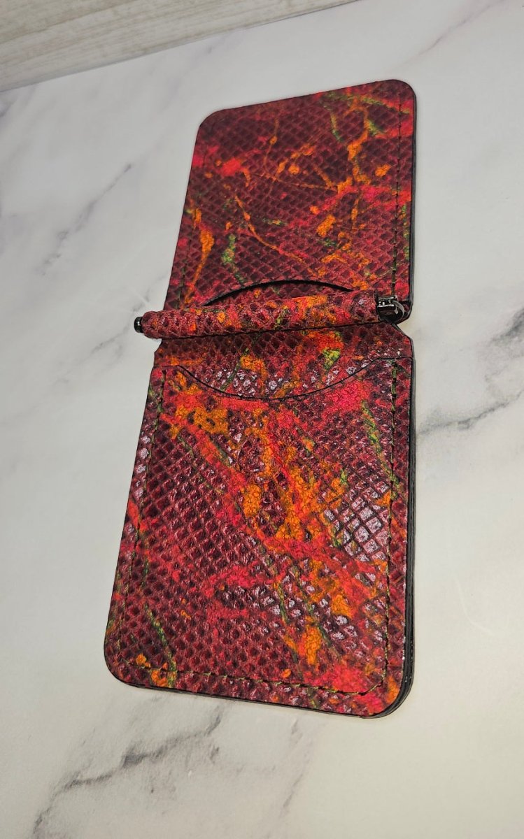 Python Red Leather Money Clip - Handcrafted by Tad Leathers - Tad Leathers