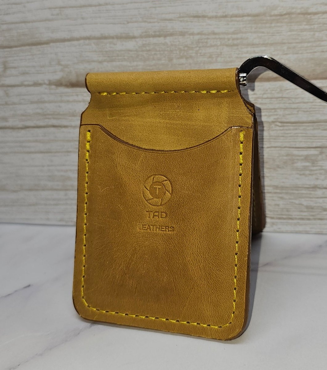 Yellow Leather Money Clip Wallet - Tad LeathersYellow Leather Money Clip WalletMoney ClipBest leather walletGift for him