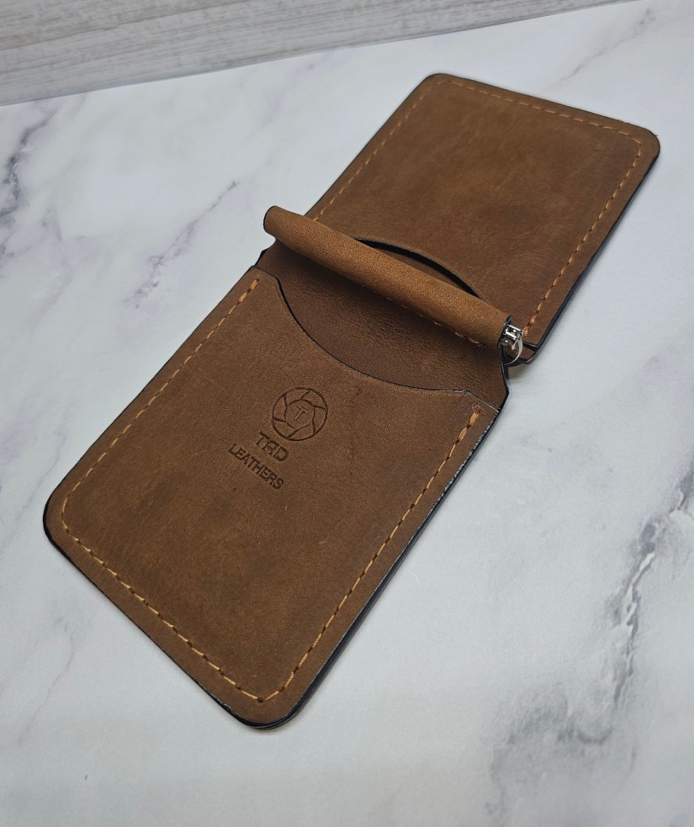 Handcrafted Leather Money Clip - [Rustic Brown] | Premium Full - Grain Leather | Tad Leathers" - Tad Leathers