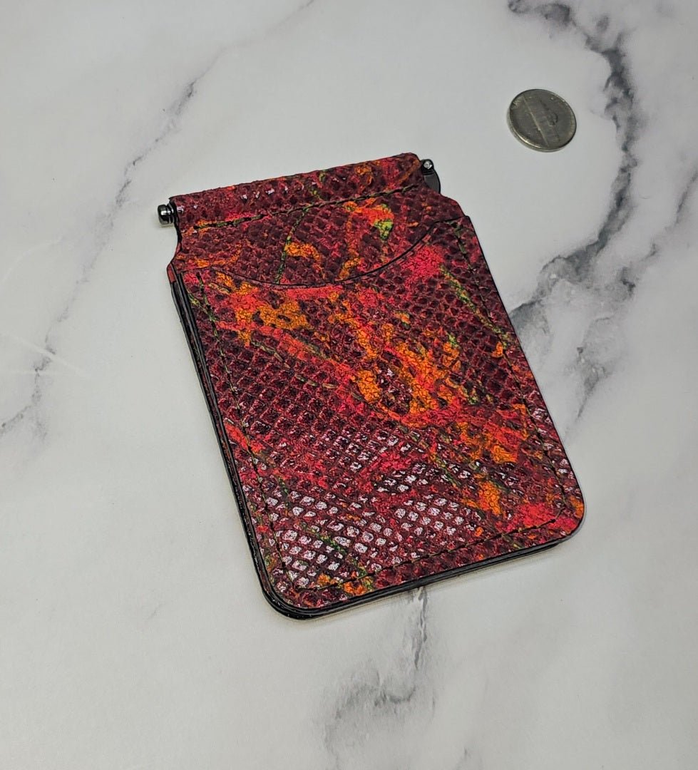 Python Red Leather Money Clip - Handcrafted by Tad Leathers - Tad Leathers