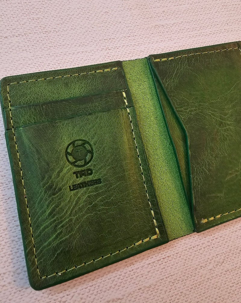Minimalist Wallet (Vibrant Green) - Tad Leathers