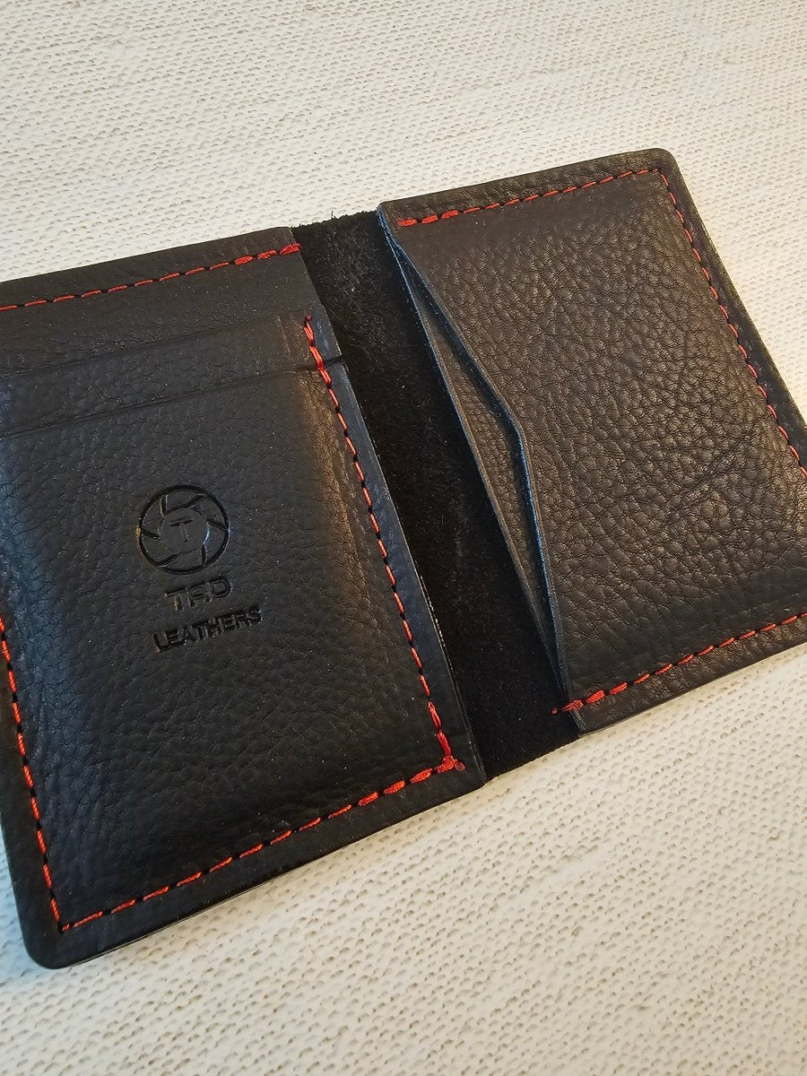Midnight Ember Minimalist Leather Wallet - Sleek &amp; Stylish - Tad Leathers