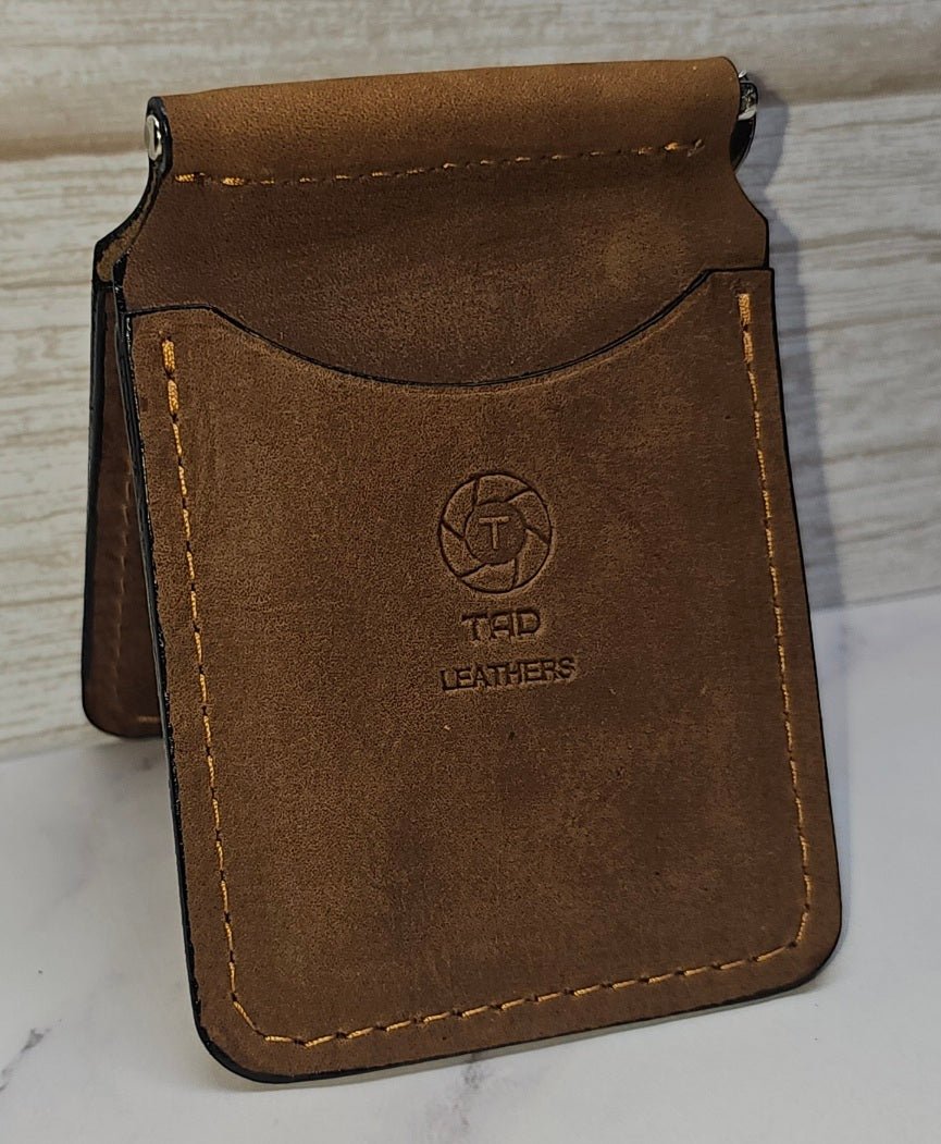 Handcrafted Leather Money Clip - [Rustic Brown] | Premium Full - Grain Leather | Tad Leathers" - Tad Leathers