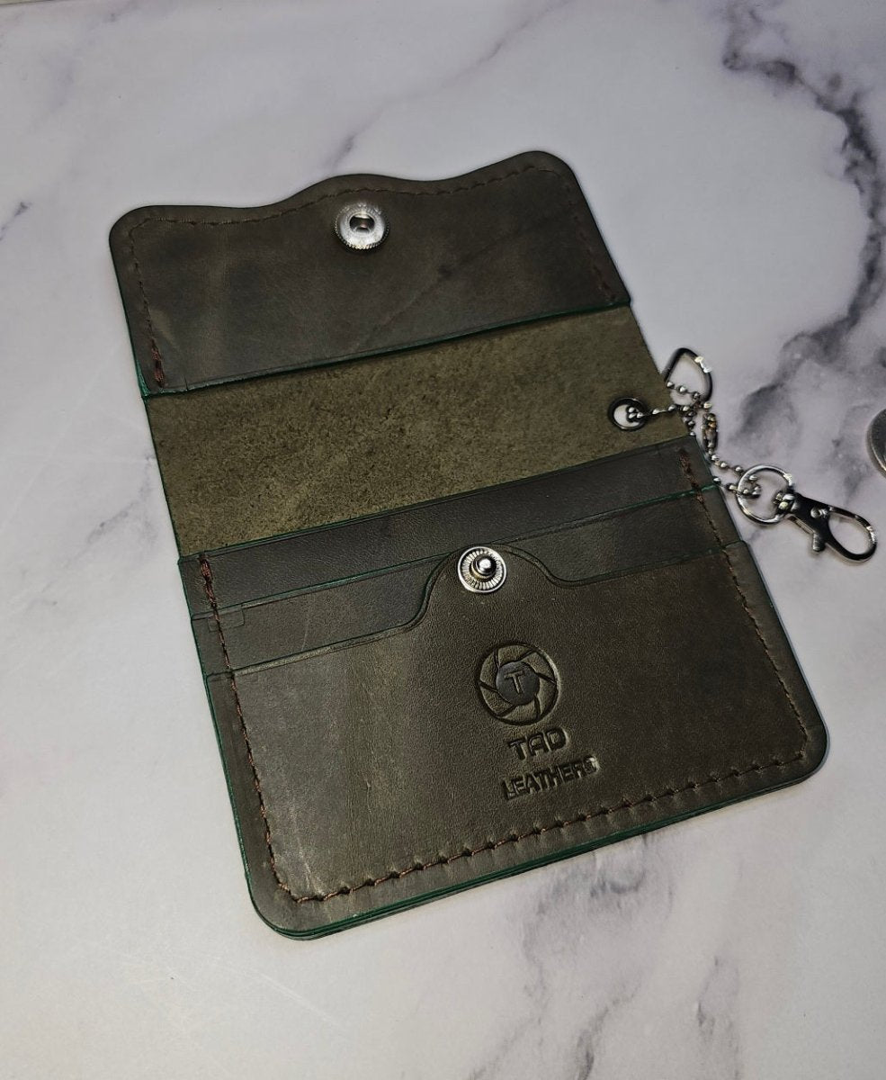 Leather Snap Wallet(Army Green) - Tad Leathers