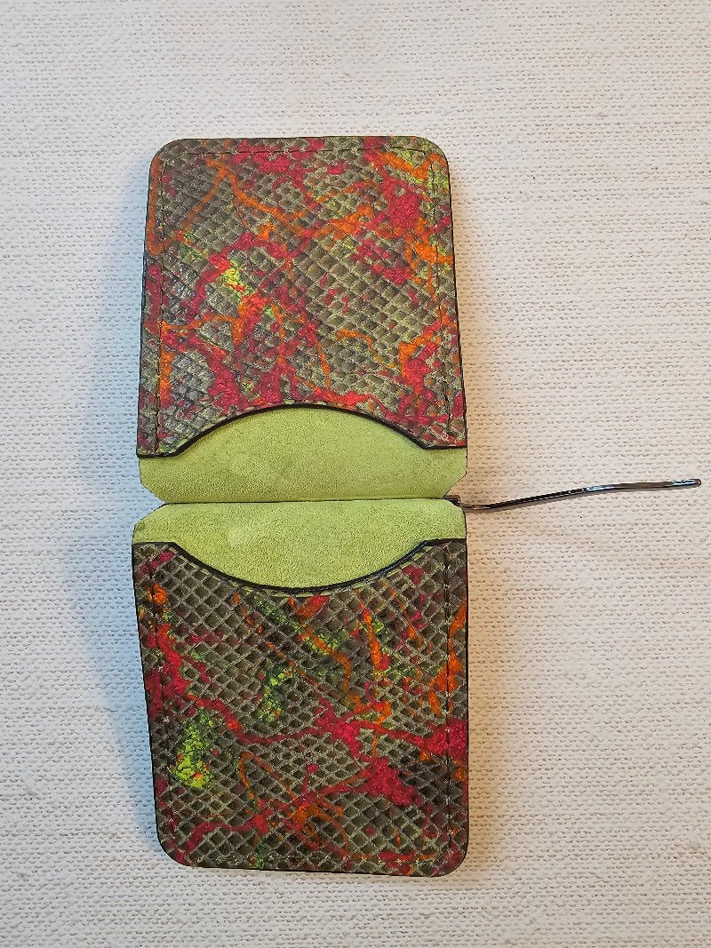 Handcrafted Leather Money Clip - [ Python Green] | Premium Full-Grain Leather | Tad Leathers&quot; - Tad Leathers