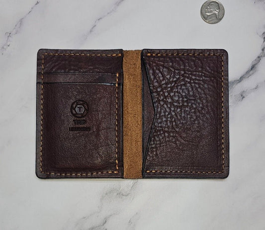Brown Pebble Grain Minimalist Wallet - Tad LeathersCard holderHandmade walletWallet