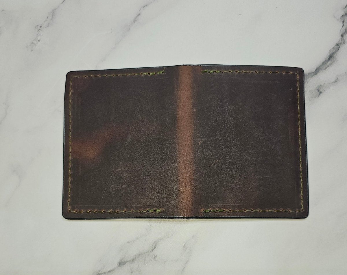Brown Leather ID Holder - Handcrafted Leather Wallet with ID Window - Tad Leathers