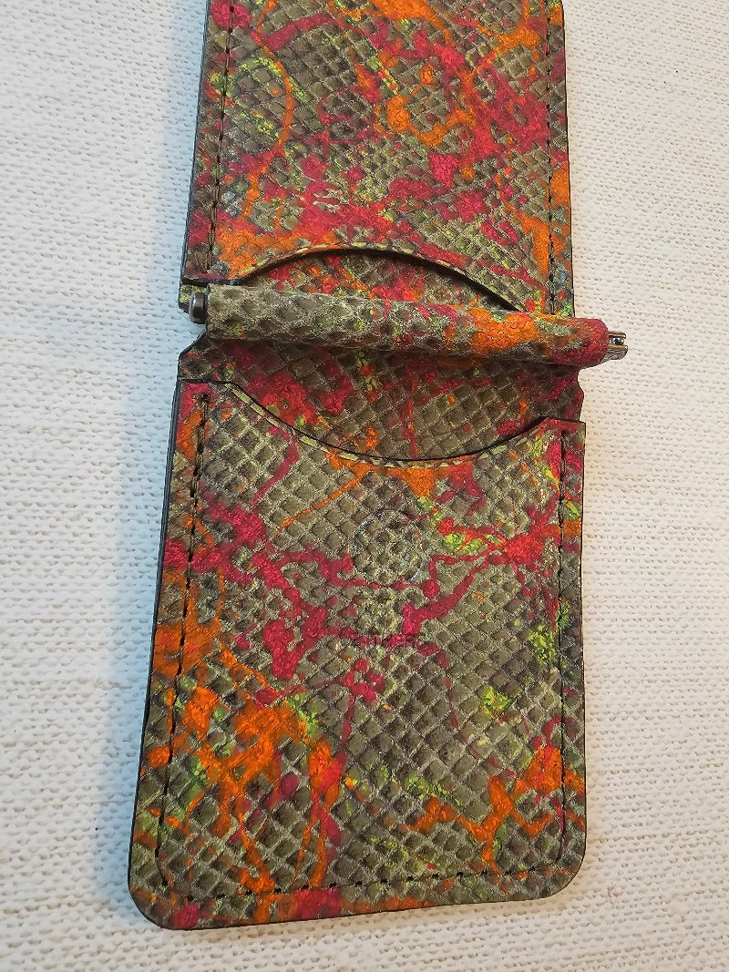 Handcrafted Leather Money Clip - [ Python Green] | Premium Full-Grain Leather | Tad Leathers&quot; - Tad Leathers
