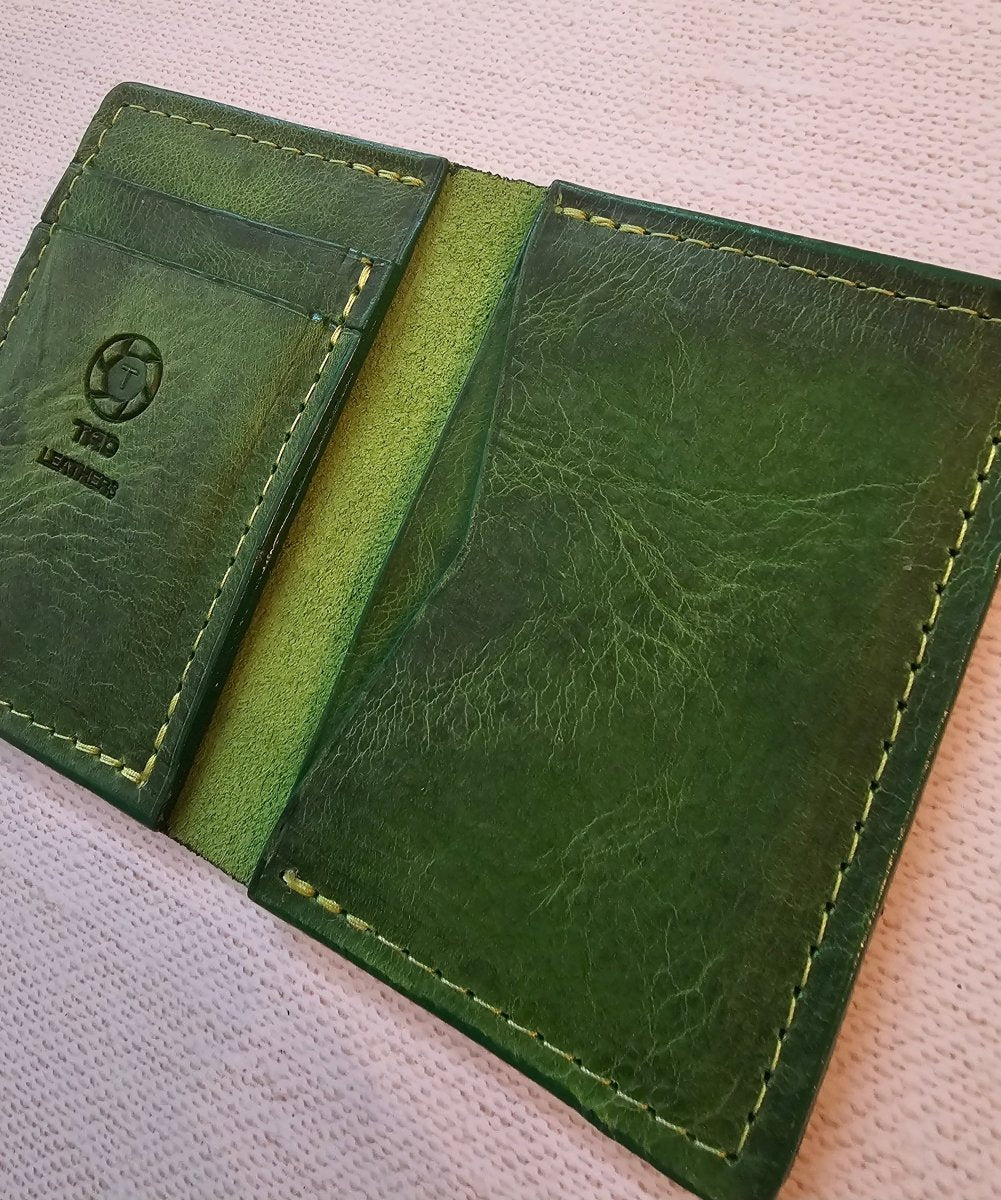Minimalist Wallet (Vibrant Green) - Tad Leathers