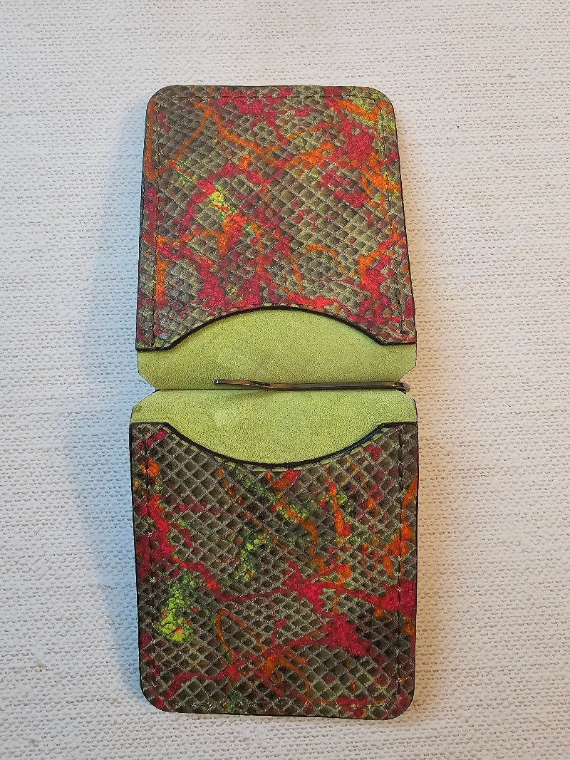 Handcrafted Leather Money Clip - [ Python Green] | Premium Full-Grain Leather | Tad Leathers&quot; - Tad Leathers