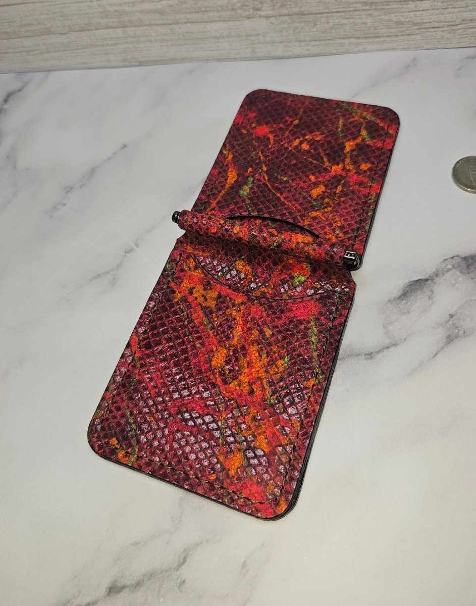 Python Red Leather Money Clip - Handcrafted by Tad Leathers - Tad Leathers