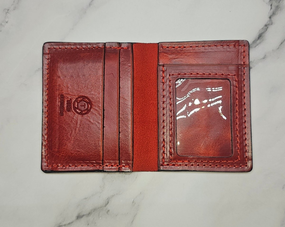 Red Leather ID Wallet - Tad LeathersBest leather walletCardHolderExotic leather