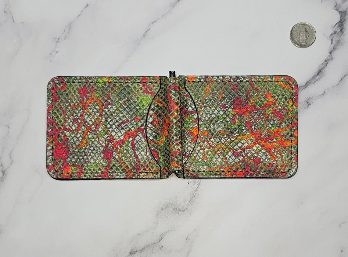 Handcrafted Leather Money Clip - [ Python Green] | Premium Full - Grain Leather | Tad Leathers" - Tad Leathers