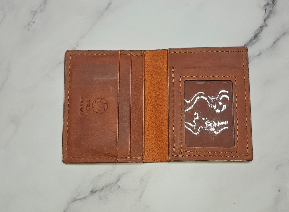 Peach Leather ID Wallet: Compact and Stylish Organization - Tad LeathersBest leather walletCardHolderTad Leathers