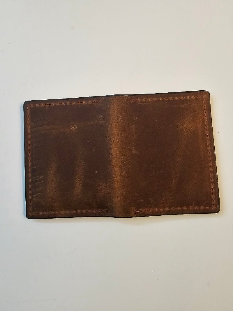 Volcano Brown Textured Card Wallet - Handcrafted Leather ID Holder - Tad Leathers