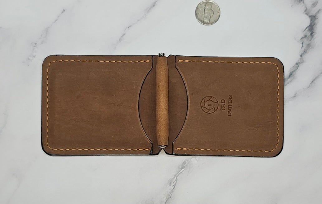 Handcrafted Leather Money Clip - [Rustic Brown] | Premium Full - Grain Leather | Tad Leathers" - Tad Leathers