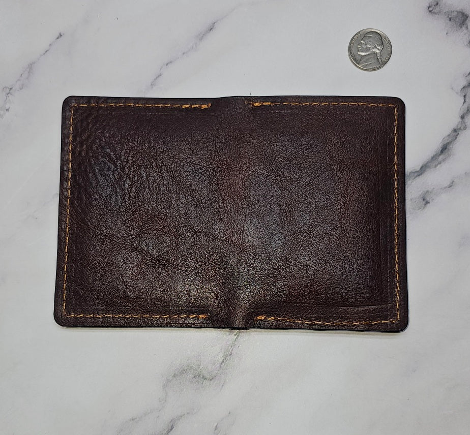 Brown Pebble Grain Minimalist Wallet - Tad LeathersCard holderHandmade walletWallet