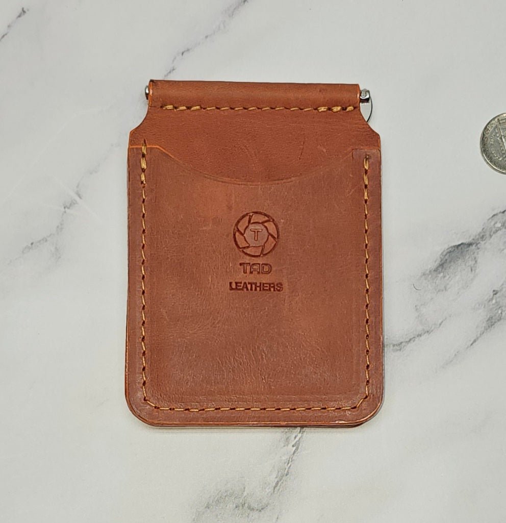 Leather Money Clip Wallet (Peach) - Tad LeathersMoney ClipGift for himBest leather walletGift from her