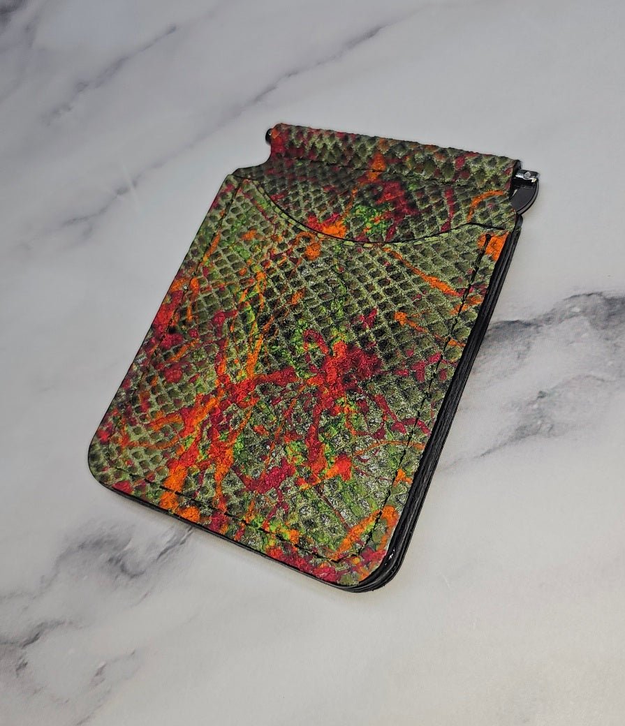Handcrafted Leather Money Clip - [ Python Green] | Premium Full - Grain Leather | Tad Leathers" - Tad Leathers