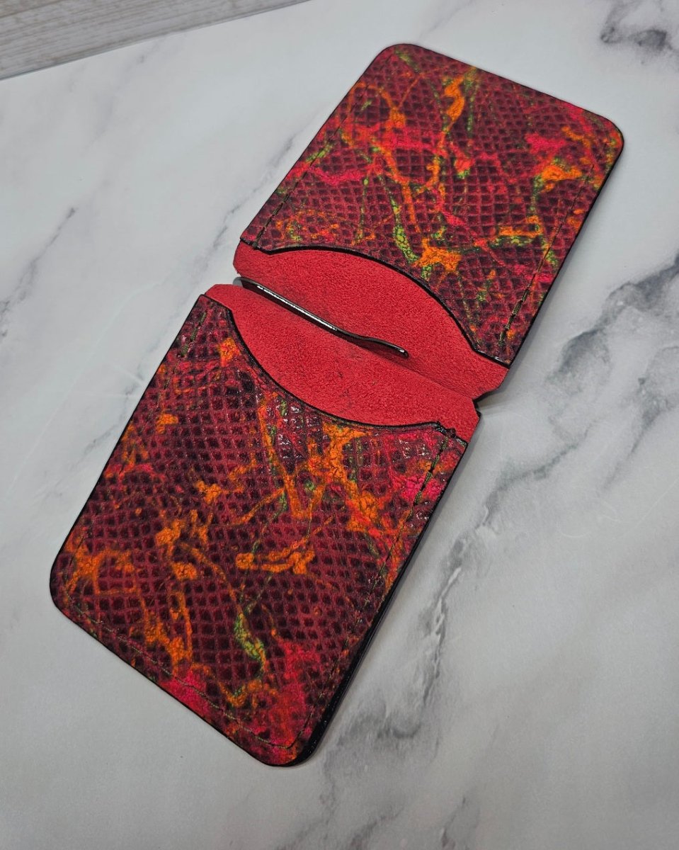 Python Red Leather Money Clip - Handcrafted by Tad Leathers - Tad Leathers