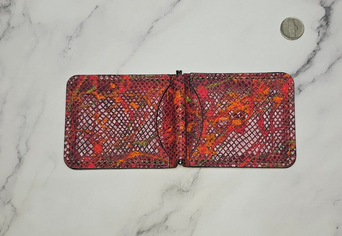 Python Red Leather Money Clip - Handcrafted by Tad Leathers - Tad Leathers