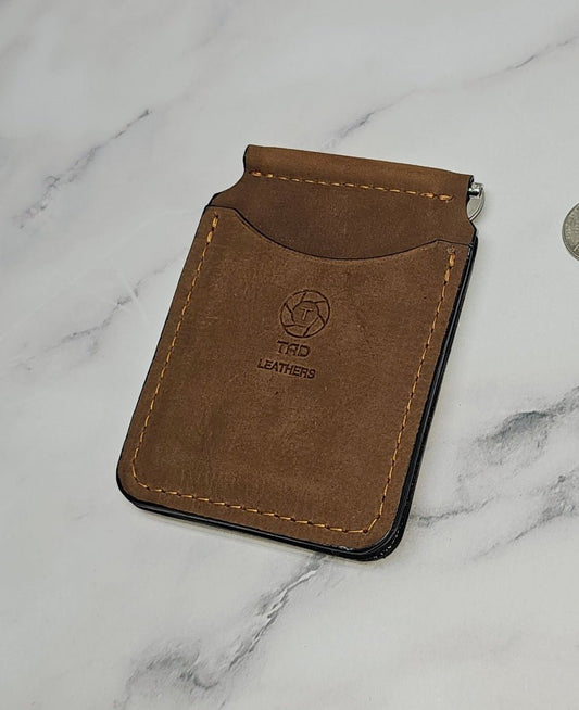Handcrafted Leather Money Clip - [Rustic Brown] | Premium Full - Grain Leather | Tad Leathers" - Tad Leathers