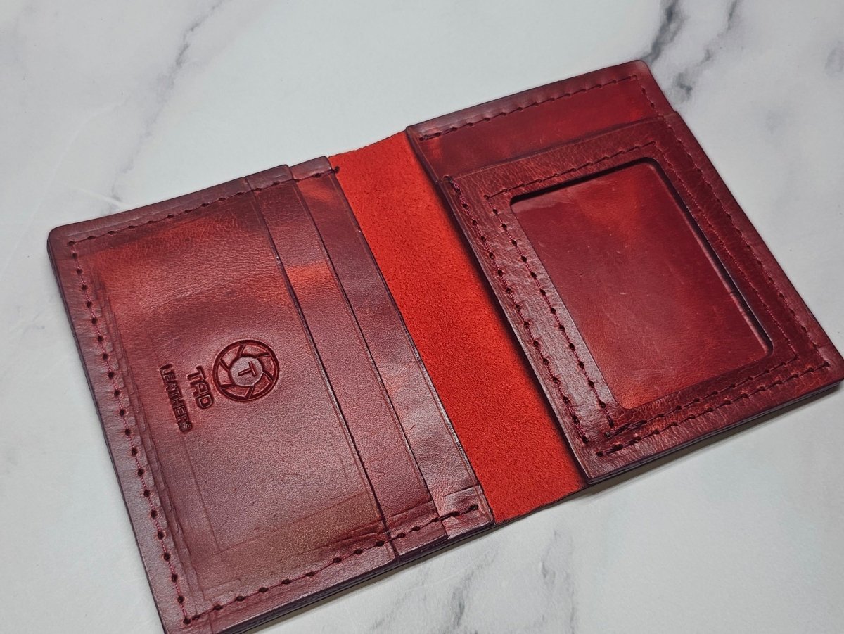 Red Leather ID Wallet - Tad LeathersBest leather walletCardHolderExotic leather