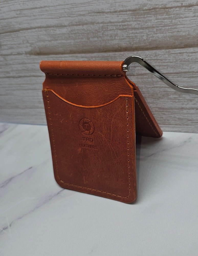Leather Money Clip Wallet (Peach) - Tad LeathersMoney ClipGift for himBest leather walletGift from her