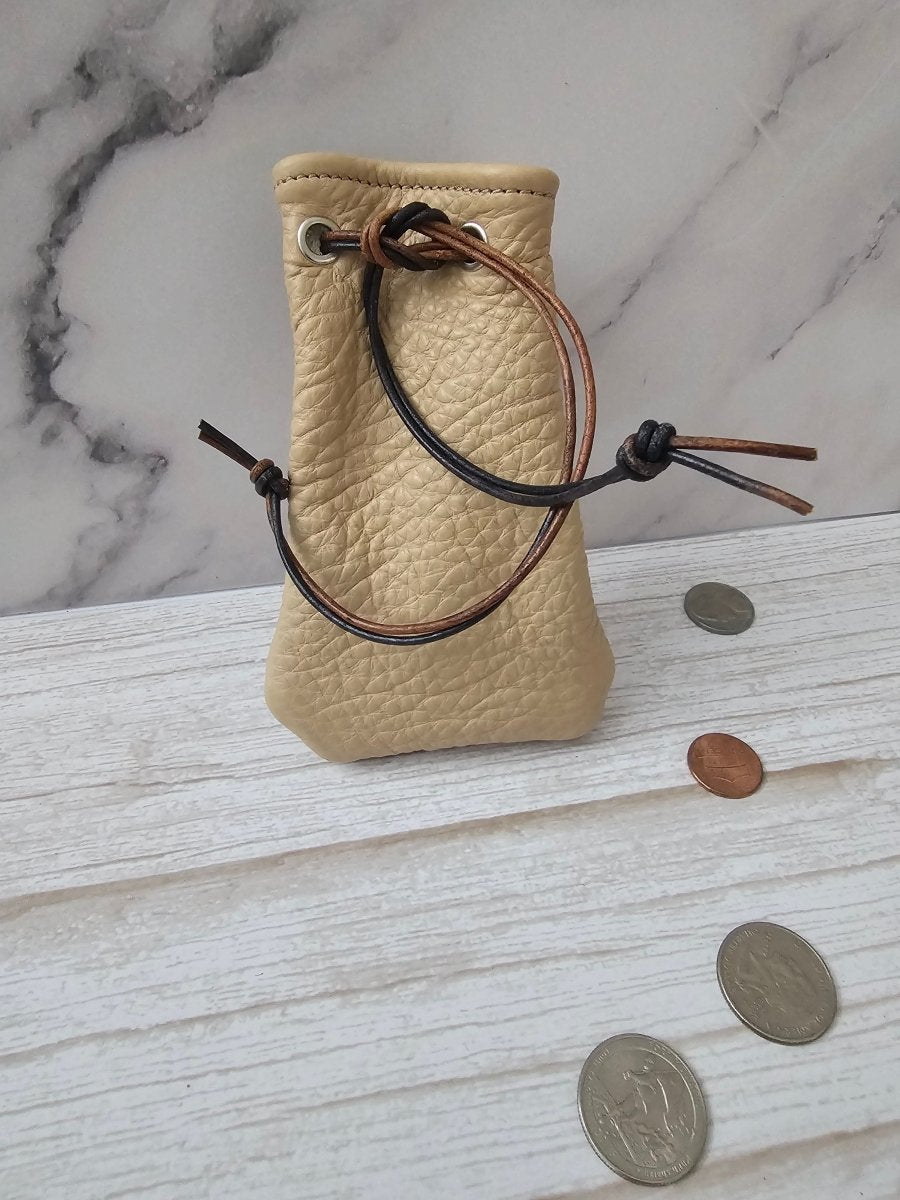 Drawstring Pouch – Saddle Tan - Tad Leathers