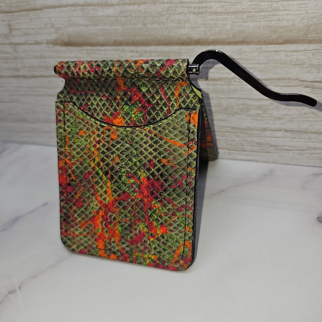 Handcrafted Leather Money Clip - [ Python Green] | Premium Full - Grain Leather | Tad Leathers" - Tad Leathers